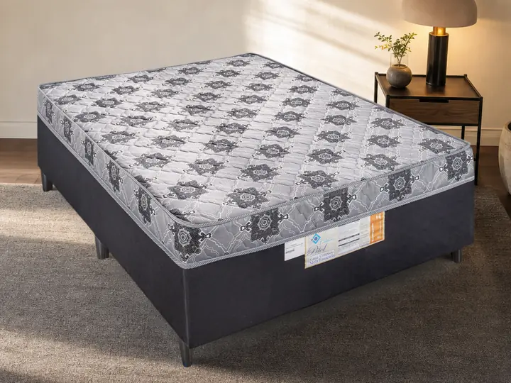 Cama Box Compacto Molas Ensacadas (Imperial) casal num quarto (ambiente ilustrativo)